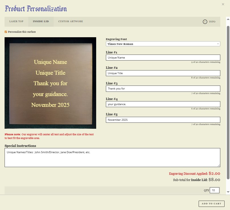Bulk Orders with Unique Names but Shared Message
