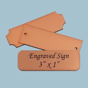 3" x 1" Custom Engraved UV Stable Plastic Plaque (Brushed Copper Penny)