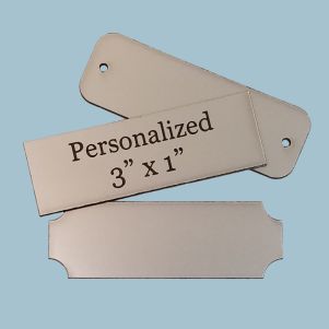 3" x 1" Custom Engraved UV Stable Plastic Plaque (Brushed Stainless Steel)