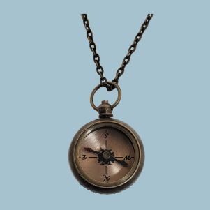 Engravable Antique Brass Compass Necklace