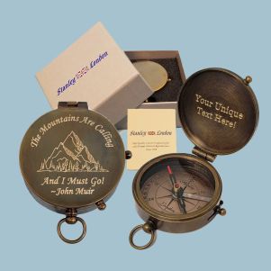 Antique Nautical Brass Pocket Compass Engraved (Muir)