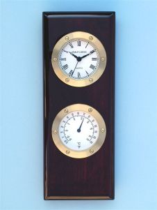 Engravable Piano Finish Clock and Thermometer Presentation Plaque