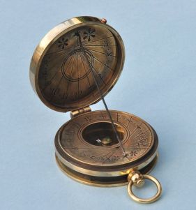 Engravable Antique Brass Pocket Sundial Compass