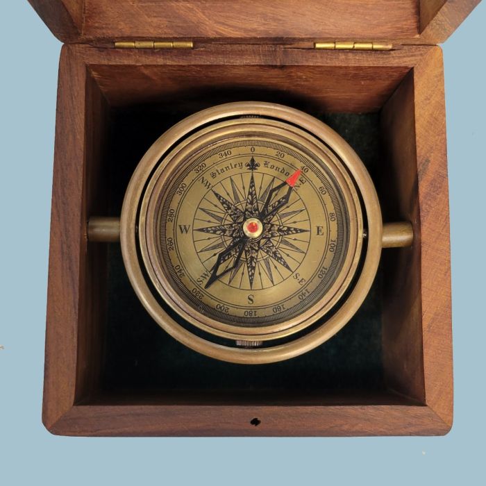 Engravable Standard Boxed Brass Desk Compass