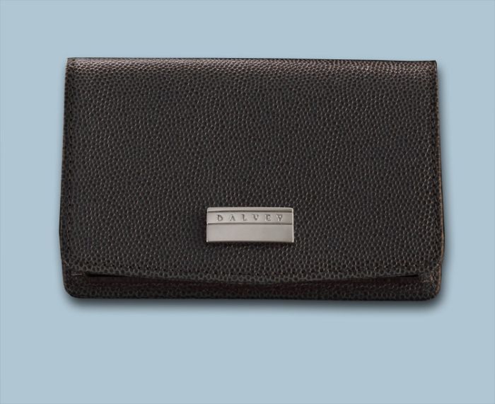 Engravable Dalvey Leather and Stainless Steel Business Card Case