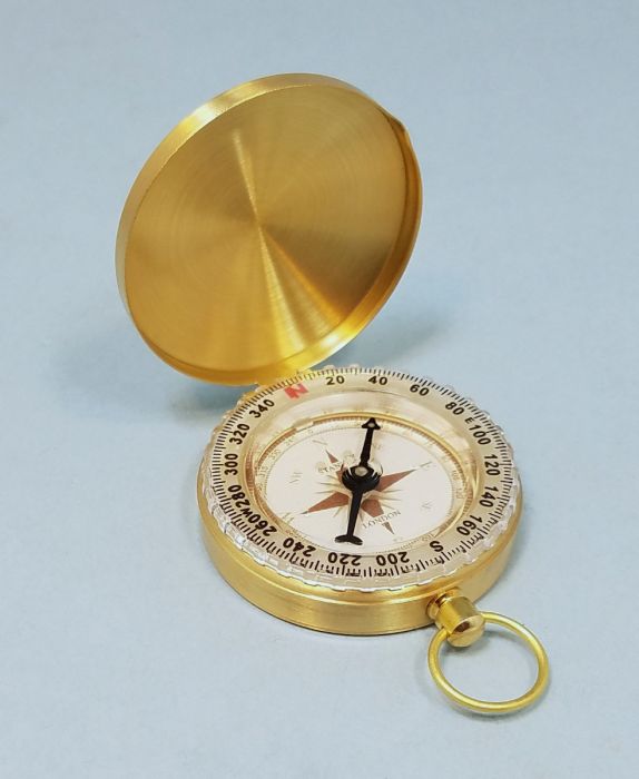 Wilderness Scouting Brass Pocket Compass Engraved (Joshua 1:9)