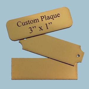 3" x 1" Custom Engraved UV Stable Plastic Plaque (Brushed Antique Gold)