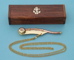 Engravable Navy Boatswain's Pipe with Hardwood Case