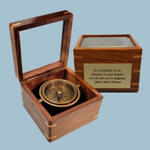 Engravable Small Boxed Compass with Beveled Glass Lid