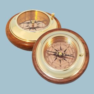 Engravable Large Brass Paperweight Desk Compass