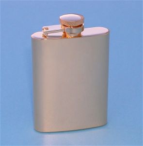 Engravable Gold Plated Stainless Steel 3.5 ounce Hip Flask