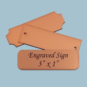 3" x 1" Custom Engraved UV Stable Plastic Plaque (Brushed Copper Penny)