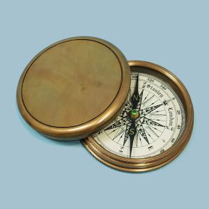 Engravable Antique Brass Desk Compass