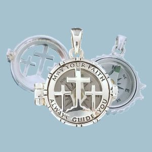 Engravable Sterling Silver Baptism/Confirmation Compass Locket