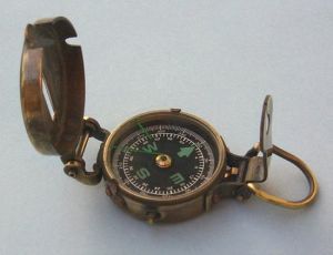Engravable Antique Brass Military Lensatic Compass