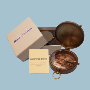 Engravable Antique Large Brass Pocket Compass