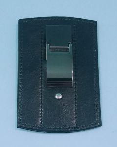 Engravable Leather and Stainless Steel Credit Card Wallet and Money Clip