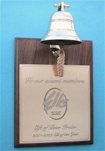 Standard Walnut Presentation Plaque with Brass Bell