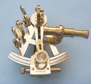 Polished 4-inch Brass Sextant with Leather Case