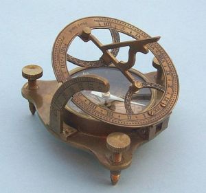 Antique Brass Sundial Compass w/ Leveling Feet