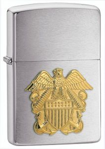 Engravable Zippo Navy Officer Emblem Brushed Chrome #280NO Lighter