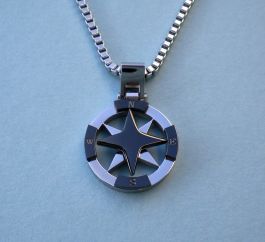 Stainless Steel Black Compass Rose 