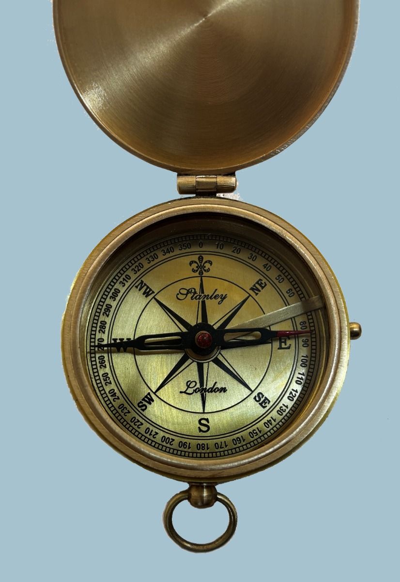 Engravable Large Brass Pocket Compass