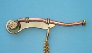 Brass and Copper Boatswain's Pipe with Chain