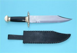 Engravable Marine Bowie Knife with Leather Sheath