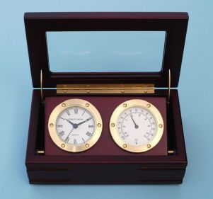 Engravable Boxed Quartz Desk Clock and Thermometer