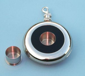 Engravable 8 ounce Leather Flask with Cup