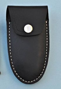 Black Genuine Leather Case for Damascus Clasp Pocket Knife