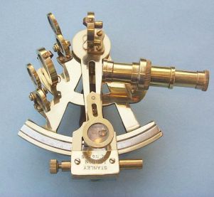 Polished 4-inch Brass Sextant with Leather Case