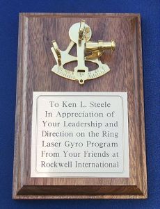 Engravable Small Walnut Presentation Plaque with Brass Sextant