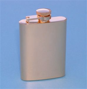 Engravable Gold Plated Stainless Steel 3.5 ounce Hip Flask