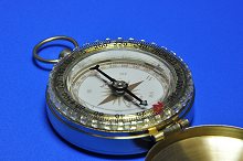 Compass sighting a bearing of 222 degrees.